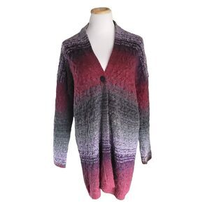 J Jill Multicolor Long Sleeve Chunky Knit Duster Cardigan Womens XS